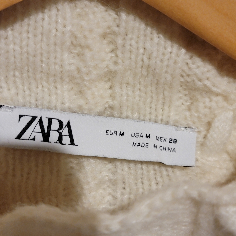 Zara Wool Blend Cable Knit Sweater Vest Size M - Picture 2 of 4